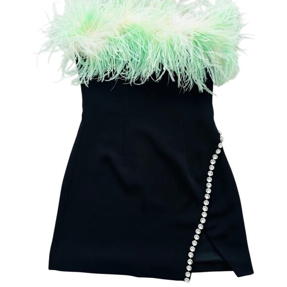 Self-Portrait Black Feather & Crystal Mini Dress NEW Size 2 Cocktail Party Prom - Picture 3 of 9